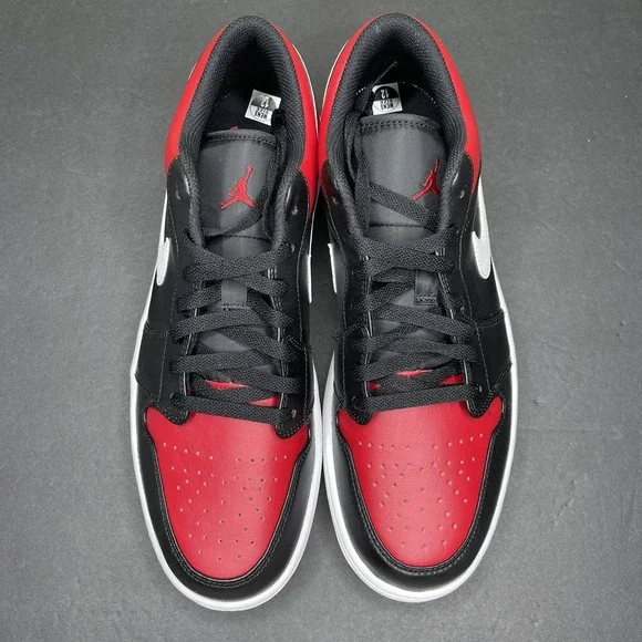 Nike Air Jordan 1 Low Men's Size 12 Shoes Black Gym Red White New 553558-066 nby - Picture 8 of 10